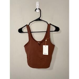 New Quince Ultra-Soft V-Neck Cropped Sports Bra Tank, Size Small